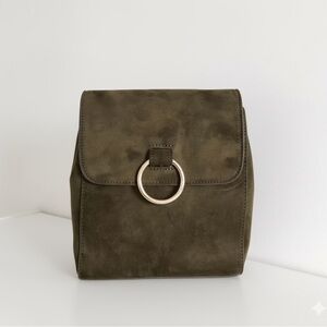 Olive Green Suede Backpack